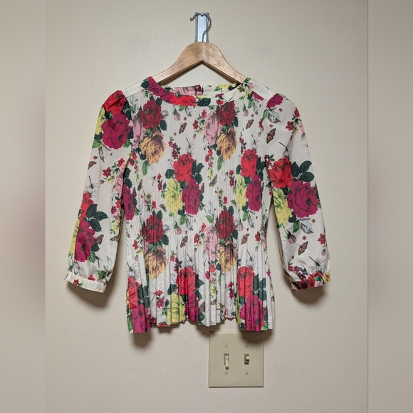 Baker by Ted Baker Girls Floral Pleated Blouse Size 14 - Picture 2 of 8